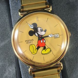 Pulsar Disney Wristwatch Vintage 33mm Case Nos Quartz Runs W/ Box & Booklet