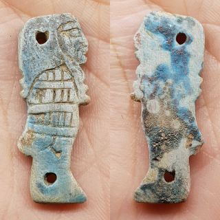 Ancient Lovely Rare Faiance Amulet 6