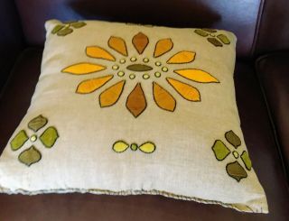 Arts & Crafts Stickley era linen embroidery pillow 4