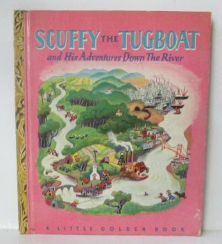 Vintage 1946 Scuffy The Tugboat Book A Little Golden Book B3