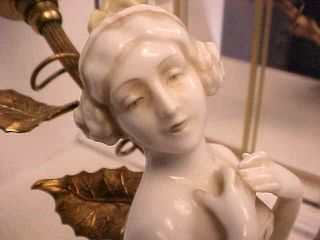 Rare Art Deco 1920 ' s Germany Porcelain Lady Figurine Lamp - Frankart Era 2