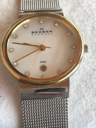 Skagen 355sssg Ancher Mother Of Pearl Dial Silver Tone Mesh Strap Women 