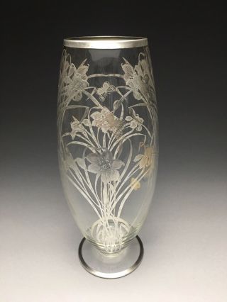 Cambridge Glass Depasse Pearsall Silver Overlay Deposit Vase
