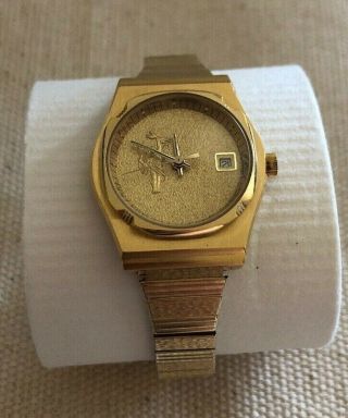 Vintage At&t Josten Gold Coin Style Quartz Award Watch - Golden Boy