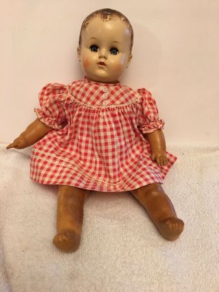 Vintage R&b Arranbee 18” Baby Doll Herd Plastic Head Magic Skin Limbs Cloth Body