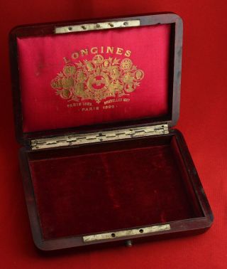 Antique Longines Empty Watch Box In Wood (r.  6942)