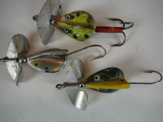 Vintage X3 Metal Fishing Lures Marked Heddon 1/4 Oz.  Brush Popper Lures.