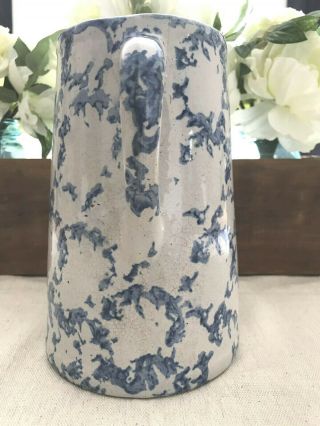 Antique blue & white sponge ware pitcher from the 1800 ' s 9 