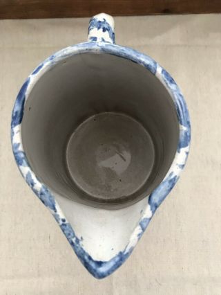 Antique blue & white sponge ware pitcher from the 1800 ' s 9 