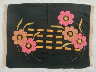 Vintage Antique Mission Arts & Crafts Embroidered Fabric Linen Pillow Case Cover