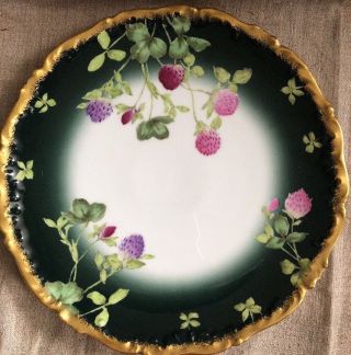 Antique Vintage T&v Limoges Charger Platter Plate Handpainted Clovers Rare Ptrn
