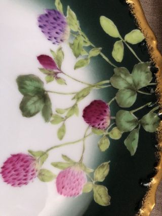 Antique Vintage T&V Limoges Charger Platter Plate Handpainted Clovers Rare Ptrn 3