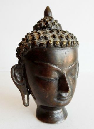 Unusual Old Chinese Bronze Head Of Buddha Lidded Sculpture - Info Most Welcome