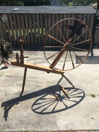 Antique Spinning Wheel Appx 43” Diameter Wheel