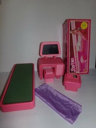 Vintage 1982 Barbie Dream Furniture Vanity,  Computer,  Bed Usa