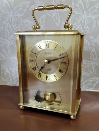 Brass Antique Carriage Clock With Swinging Pendulum And Hourly Chime