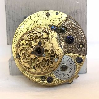 Daniel Cambridge London Antique Verge Fusee Pocket Watch Movement