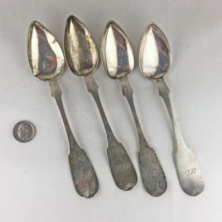 Antique G B Titus Silver Fruit/citrus Spoons (4) From Estate