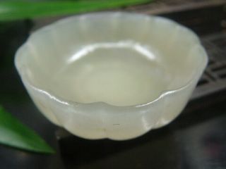 Antique Chinese Celadon Nephrite Hetian Old - Jade Hollow Pumpkin Bowl Statues/