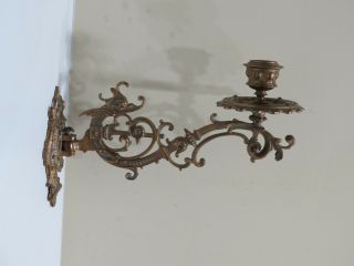 Antique Ornate Bronze Wall Mount Candle Holder Sconce