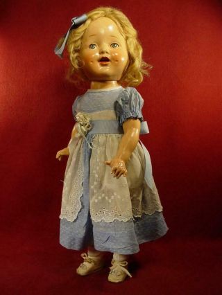Darling Antique 19 " All Composition Doll Tin Eyes Open Mouth Mohair Wig