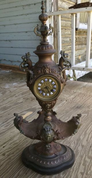 Antique French Gilt Metal Mantle Clock Parts