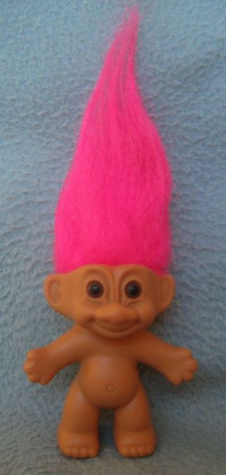 Vintage Russ Troll Doll 3.  5 " Figure Hot Pink Hair
