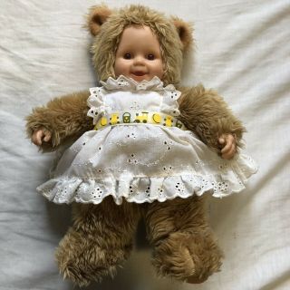 Anne Geddes Vintage 1997 Teddy Bear Baby Doll 13”