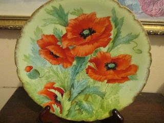 Antique P.  T.  (Tirschenreuth) Bavaria Germany Hand Painted Plate Field Poppies 2