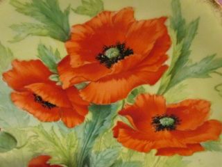 Antique P.  T.  (Tirschenreuth) Bavaria Germany Hand Painted Plate Field Poppies 3