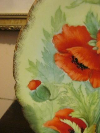 Antique P.  T.  (Tirschenreuth) Bavaria Germany Hand Painted Plate Field Poppies 5