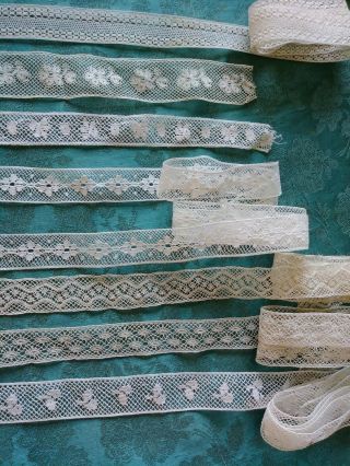 7 French Lace Antique Vintage Fine Val Insertion 4,  Yds
