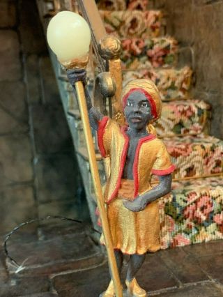 Vintage Miniature Dollhouse Artisan Sculpted Metal Blackamoor Floor Lamp Uk