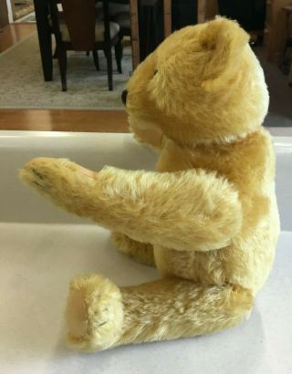 Vintage Gold Mohair Fully Jointed Teddy Bear with Glass Eyes and Felt Pads 12 