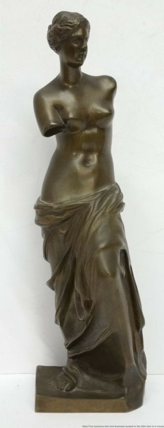 Fine Antique 19c French Grand Tour 12in Venus De Milo Bronze Statue