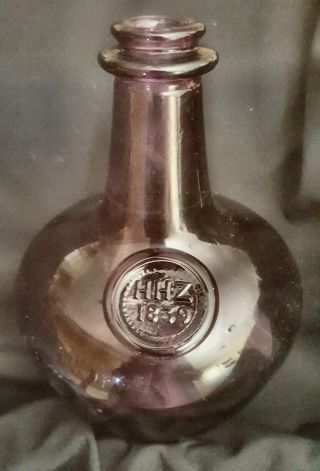 Hhz 1839 Antique Purple /magnesium Glass Wine Bottle 18th / 19th Century