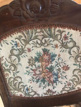 Wood Folding Rocker Rocking Chair Tapestry Victorian Vintage Antique 6