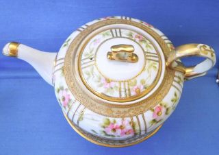 Antique Noritake Floral Gilded Tea set with Teapot 3