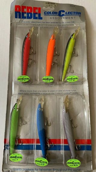 Vintage Fishing Lure Rebel Color Clector Assortment In Package