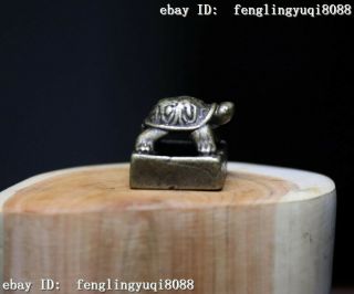 China Pure Bronze Animal Longevity Tortoiseturtle Seal Stamp Signet Statue M088