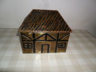 Vintage Brass Cottage / House Tea Caddy
