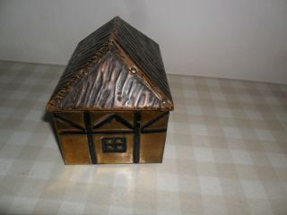 Vintage Brass Cottage / House Tea Caddy 5