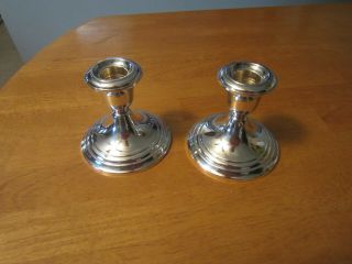 2 Vintage Gorham Sterling Silver Weighted 3.  5 " Candle Stick Holder 661 Pair