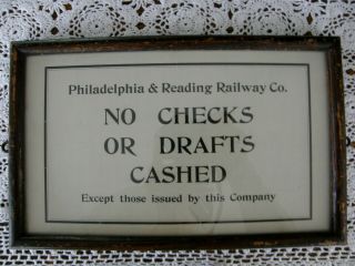 Antique Vtg P & R Philadelphia & Reading Railway Railroad Station Sign Plaque