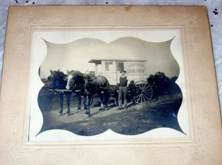 Vtg.  Antique Horse Drawn Dairy Wagon Milk Delivery Cabinet Photo Early 1900s Mn.