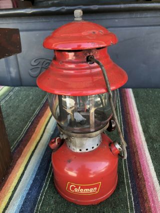 Vintage Coleman 200a Red Lantern Dated 4 - 1955 Single Mantle