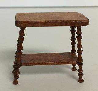 Vintage Dollhouse Miniature Wood Two Tier Small Stand Furniture