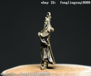 China Bronze Copper Guan Gong Guan Yu Warrior Buddha Statue Lucky Pendant M231 3
