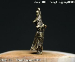 China Bronze Copper Guan Gong Guan Yu Warrior Buddha Statue Lucky Pendant M231 5