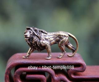 4.  5 Cm Chinese Pure Bronze Aniaml Beast Foo Dog Lion Leo Statue Amulet Sculpture